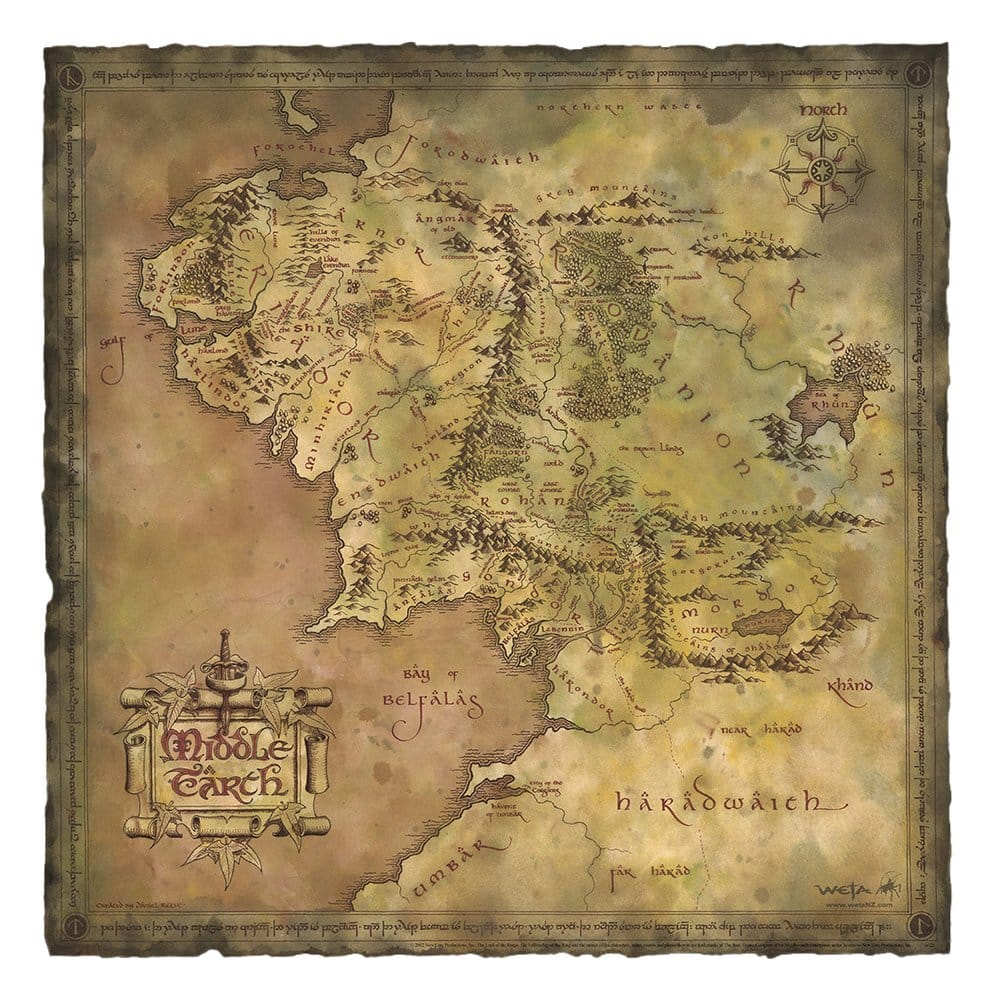 El Señor de los Anillos Lámina en pergamino Mapa de la Tierra Media 59 x 30 cm