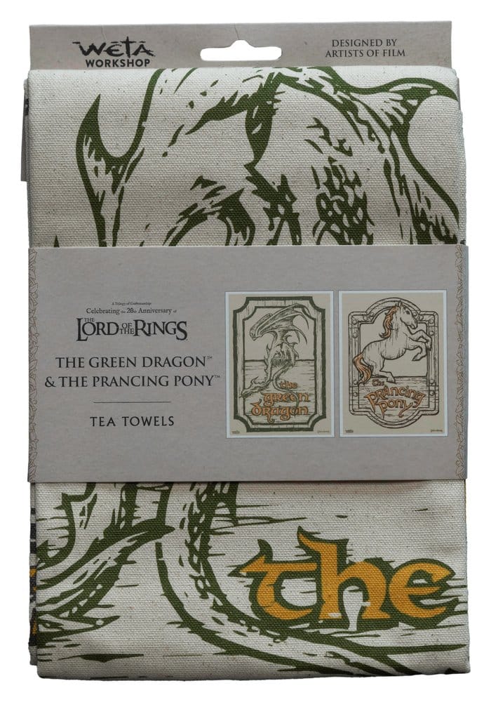 Herr der Ringe Geschirrtuch 2er-Pack, grüner Drache und tänzelndes Pony, 69 cm