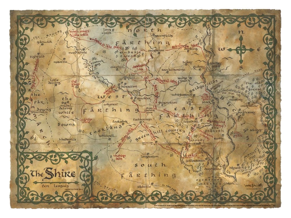 Der Hobbit-Kunstdruck, Karte des Auenlandes, 74 x 54 cm