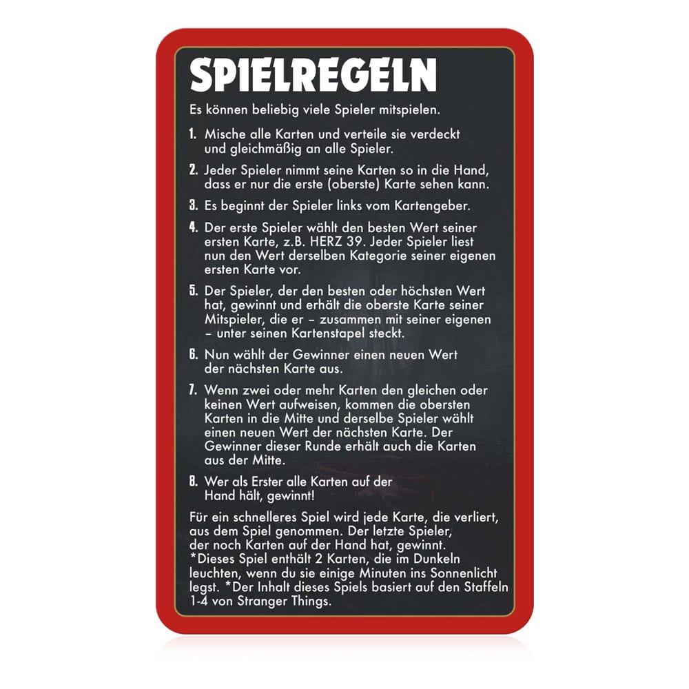 Fremde Things Card Game Top Trumps Sammlerstücke *Deutsche Version *