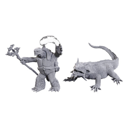 D&amp;D Nolzur's Marvelous Miniatures Ongeverfde Miniaturen Schildpad Druid &amp; Wild Vorm Reuzenhagedis