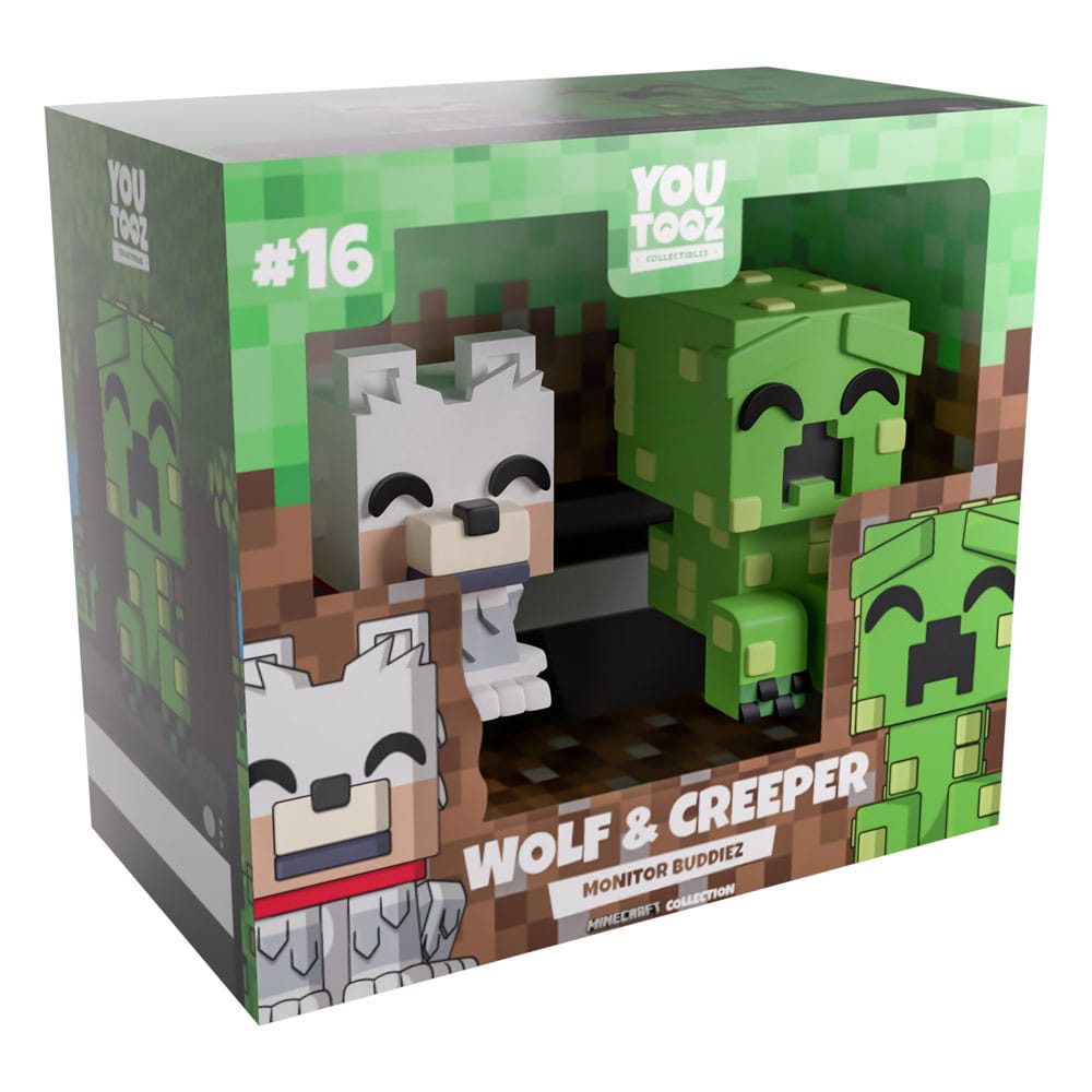 Figurines en vinyle Minecraft Wolf et Creeper Monitor Buddiez