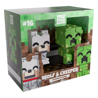 Figurines en vinyle Minecraft Wolf et Creeper Monitor Buddiez